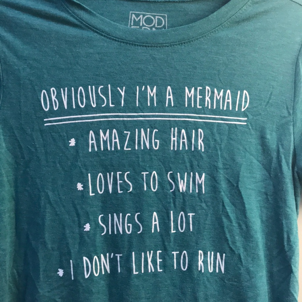 Turquoise mermaid teen funny cute top shirt